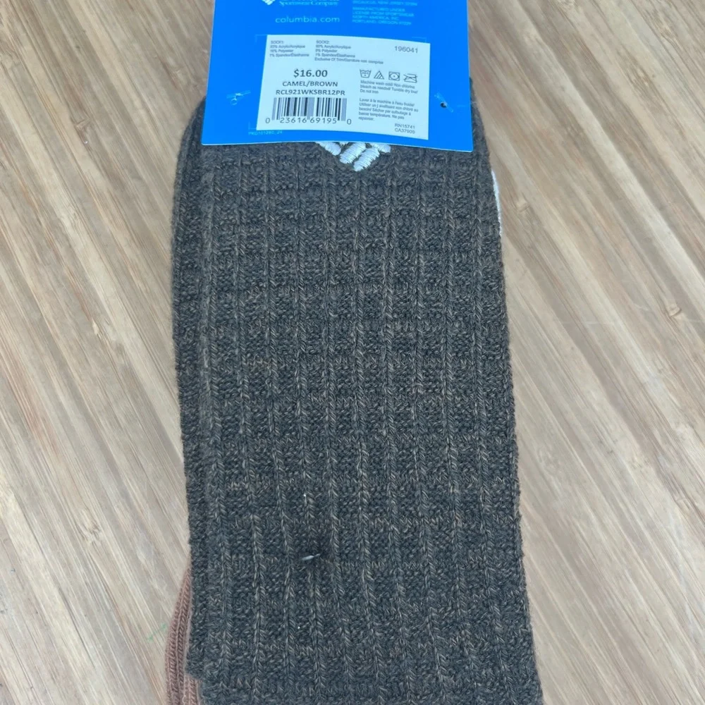 Columbia‎ Fleece Lined Crew Socks Size 4-10 2 Pack Brand New